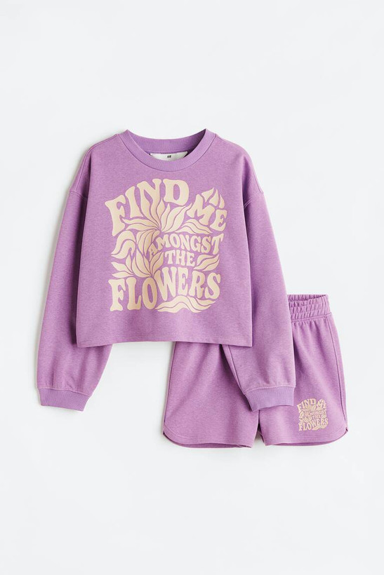 ست H&M سویشرت و شلوارک بنفش کد ۵۰